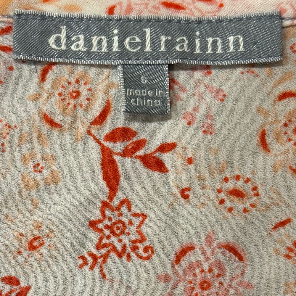 Daniel Rainn Floral Sleeveless Blouse Boho Lace Trim Border Hem Size S - Picture 4 of 5